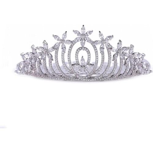 TIRIM Luxury Small Princess Crown Crystal Tiaras Party Favors for Women Girls Toddler Combs Clip Hair Accessories Cubic Zircon