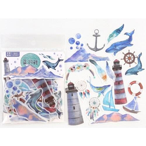 40 pcs /Bag Beach Whale Peace Time Decorative Stickers Album Diary Hand Account Decor