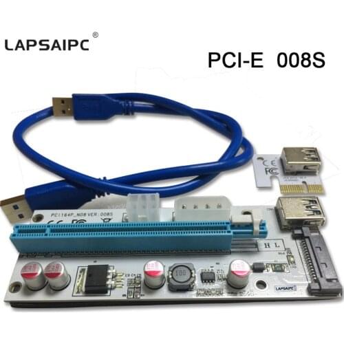 Lapsaipc PCI-E 008 Express 1X 4x 8x 16x Extender PCI E USB Riser VER008S Adapter Card USB 3.0 Cable For Mining Bitcoin Miner