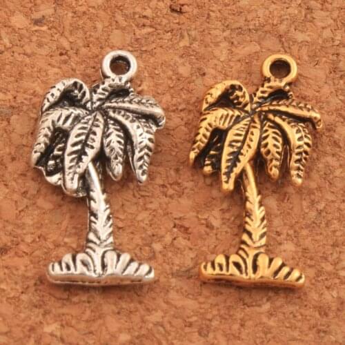 High Tropical Coconut Trees Alloy Charm Beads 50pcs Zinc Alloy antiquegold Pendants Jewelry DIY L1614 22x10.8mm LZ
