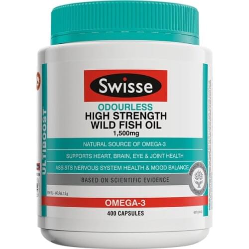 SWISSE ULTIBOOST ODOURLESS HIGH STRENGTH WILD FISH OIL 1500MG 400 CAPS