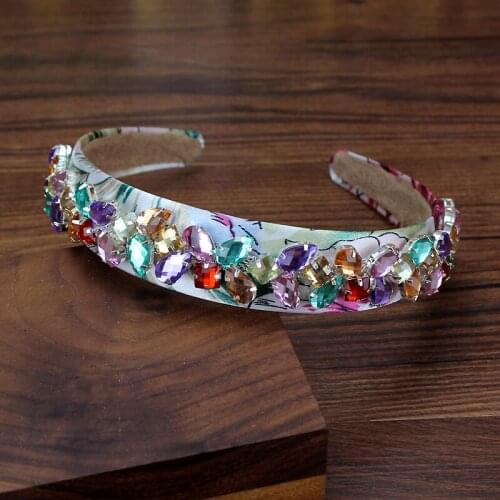 Bohemian Luxury Colorful Crystal Headband Flower Pearl And Rhinestone Hairband For Women Princess Elegant Hair Jewelry