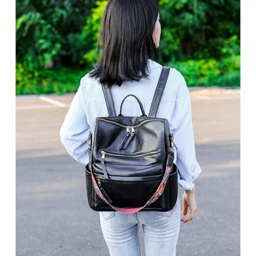 Womens Handbags Fashion Backpacks Retro PU Female Bag Large Black Brown Pink Gray Daily Travel Bags Softback Damski Softback