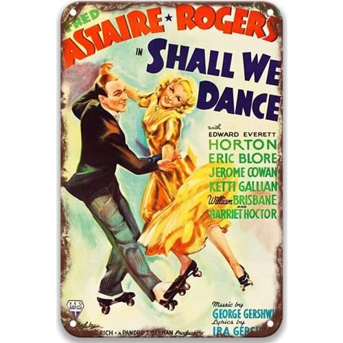 Shall We Dance (1937) Tin Signs Vintage Movies Poster Art Group for Party Man Home Decoration Decor Bathroom 8x12 Inches