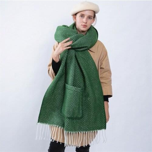 2020 NEW Winter Thicken Cashmere Scarf With Pocket For Women Poncho Cape Cardigan Wrap Retro Tassel Pashmina Shawl Foulard Femme