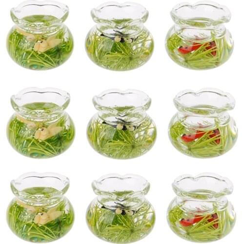 1/12 Dollhouse Miniature Glass Fish Tank Bowl Aquarium Doll House Home Ornaments Furniture Toys