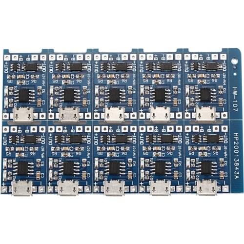10Pcs 5V mini USB 1A 18650 TP4056 Lithium Battery Charging Board With Protection Charger Module