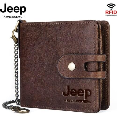 100% Genuine Leather RFID Business Men Wallets High Quality Vintage Short Male Coin Purse Capacity Money Pocket Vallet Bag New