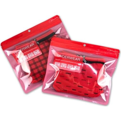 100pcs Plastic Pouch Grip Self Seal Resealable Reclosable Zip Lock Red Clear Bag Travel Underpants Storage Bags Retail Package