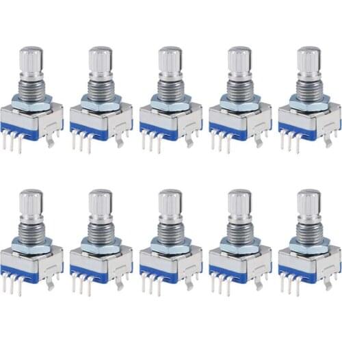 360 Degree Rotary Encoder Code Switch Digital Potentiometer EC11 5 Pins 15mm Shaft 10Pcs