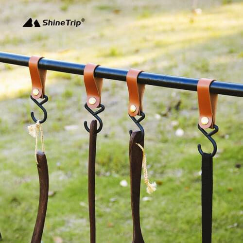 4Pcs Leather Hanging Holder Hooks Durable Retro Clothes Storage Rack Hook Straps Outdoor Camping Hiking Cookware Hanger