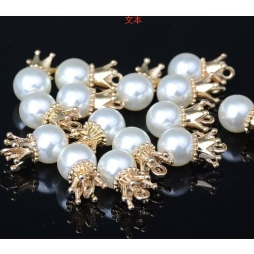 50pcs 8 10 12 14 16 18mm Crown Imitation Pearl Charms for Jewelry Making Alloy Pendants fit DIY Necklace Bracelet Accessories