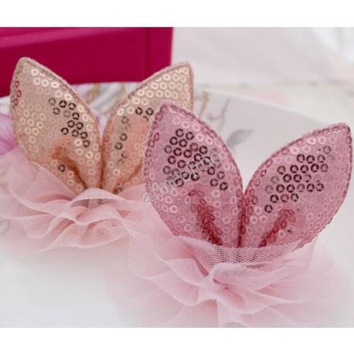 Free Shipping Fashion Baby Accessories Mesh Flower Sequin Rabbit Ear Children Girl Jewelry Hair Accessories