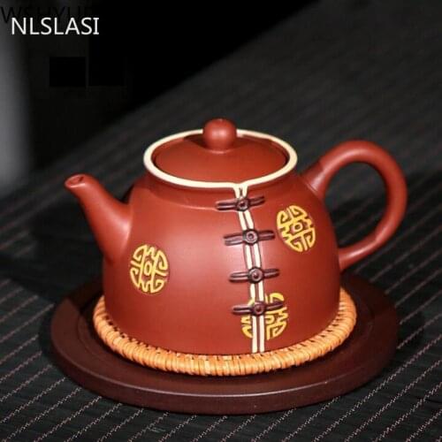 WSHYUFEI Chinese Yixing Purple sand Teapot Handmade Original Mine Purple Mud Teapot kettle Purple mud custom gifts 190ml