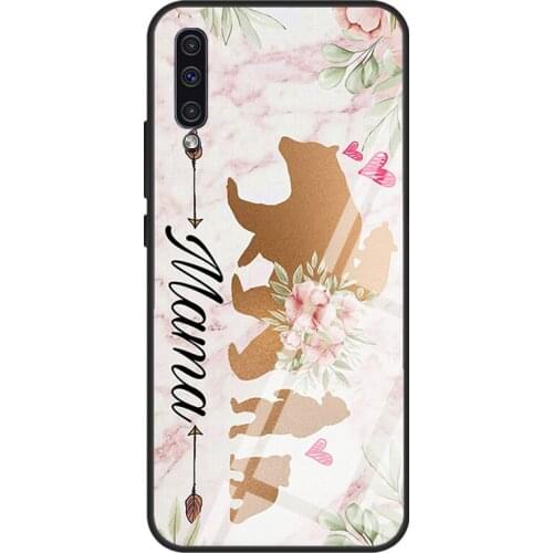 Mama Bear & Cubs Design Case For Samsung A72 A71 A51 A31 A40 A50 A70 A20e A21S A12 A32 A52 Tempered Glass Cover