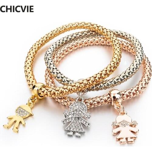 CHICVIE New Gold Girl Shape Charm Bracelets&Bangles For Women Luxury Bracelet Femme European&American Jewelry Bracelet SBR150192