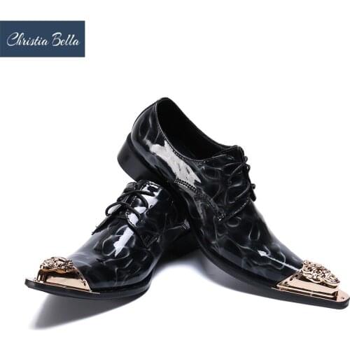 Christia Bella Classic Sapato Social Masculino Elegant Business Men Dress Shoes Gold Steel Toe Loafers Suit Brogues Office Shoes