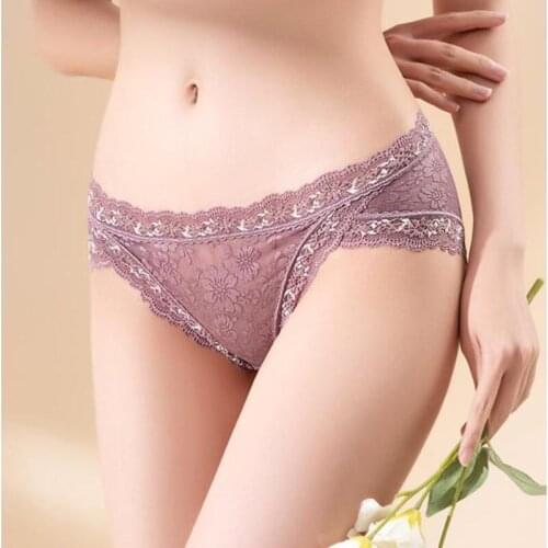 Floral Embroidery Lace Womens Underwear Ultra-Thin Quick-Drying Panties Sexy Seamless Briefs Breathable Cotton Crotch Lingerie
