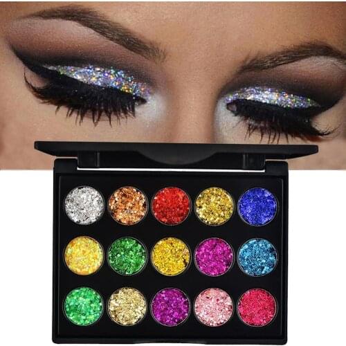 Matte Diamond Sequin Eyeshadow Shiny Shimmer Glitter Eye Shadow Powder Palette 15 Colors Highlight Waterproof Eye Cosmetic