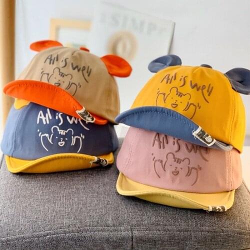 Cartoon Baby Baseball Cap With Ear Spring Summer Kids Girl Boy Hat Letter Printed Adjustable Infant Toddler Beach Sun Hat