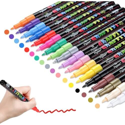 Acrylic Paint Pens for Rock Painting Kit 18 Colors Paint Markers Kit for Glass Stone Ceramic Fabric Wood Arts and Craft Supplies