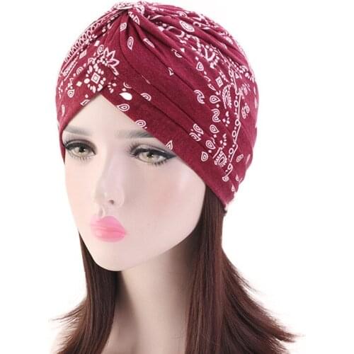 New Fashion Women Twist Knot India Hat Insect Cashew Nuts Turban Vintage Headband Turbante Headwear Chemo Hijab Hair Accessories