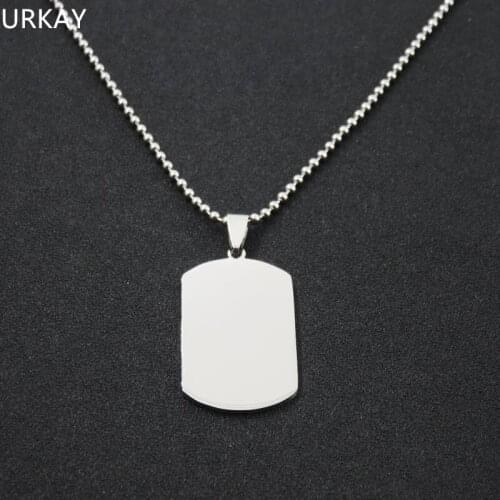 New Design Stainless Steel Square Dogtags Necklace Pendant, Army Smooth Blank Dog Tags, Fashion Gift Jewelry