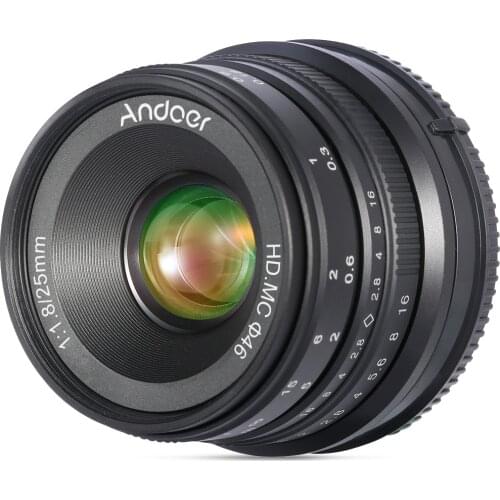 Andoer 25mm F1.8 APS-C MF Camera Lens Large Aperture Wide Angle for Sony E-Mount Mirrorless Cameras A7III/A9/NEX 3 3N/NEX 5 5T