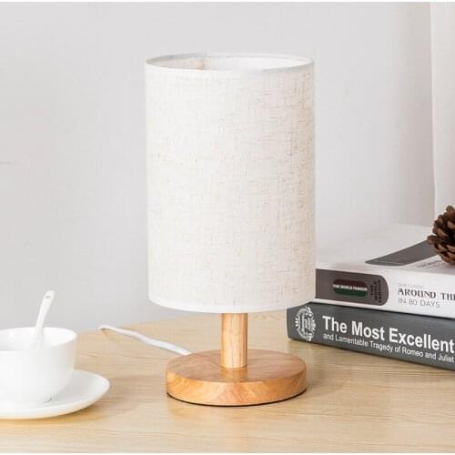Simple Modern Warm Fabric Decorative Wood Table Lamp for Bedroom Study Bedside Lamp Solid Wood Night Light Bed Room Decoration