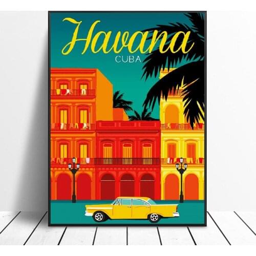 Cuba Travel Canvas Print Wall Art Poster Picture Modern Minimalist Bedroom Living Room Decoration No Frame