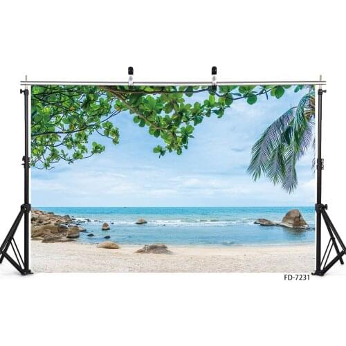Tropical Beach Coconut Palm Tree Photo Backgrounds Vinyl Cloth Photography Backdrops for Children Portrait Baby Photocall Props