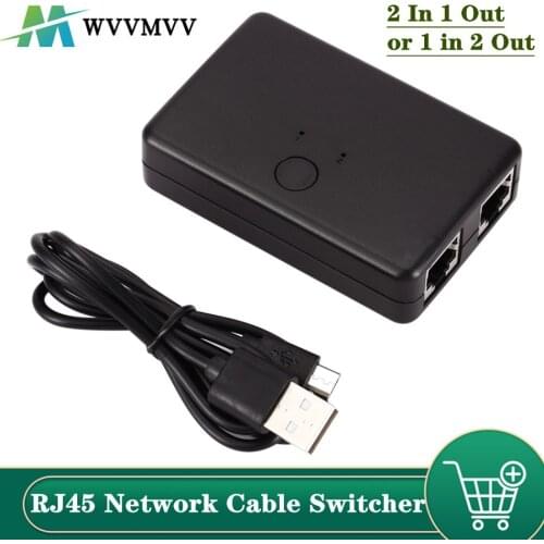 2 Ports RJ45 CAT6 LAN HUB Network Switch Box Selector For Laptop 2 In 1 Out Ethernet Network Cable Splitter Connector Adapter