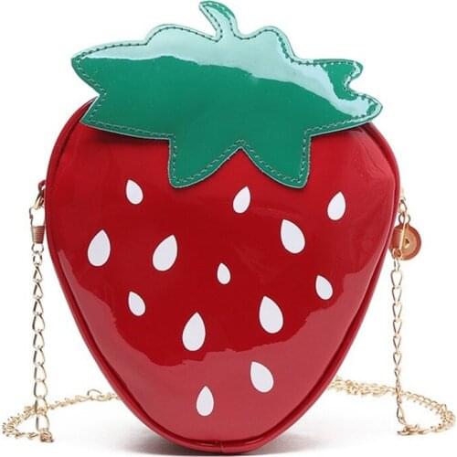 Women Shoulder Bag Strawberry Shape Designer Bag New Fashion Pu Leather Chain Crossbody Bag Girls Cute Fruit Purses and Handbag