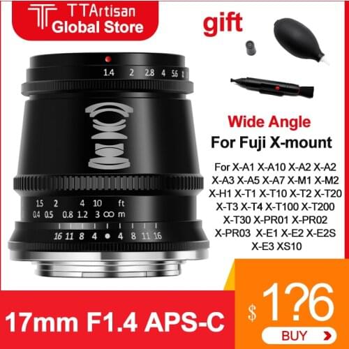 TTArtisan 17mm F1.4 Camera Lens Wide Angle for Fujifilm Fuji X For X-T20 X-T3 X-T4 X-T100 X-T200 X-T30 X-PR03 X-E2 X-E3 XS10