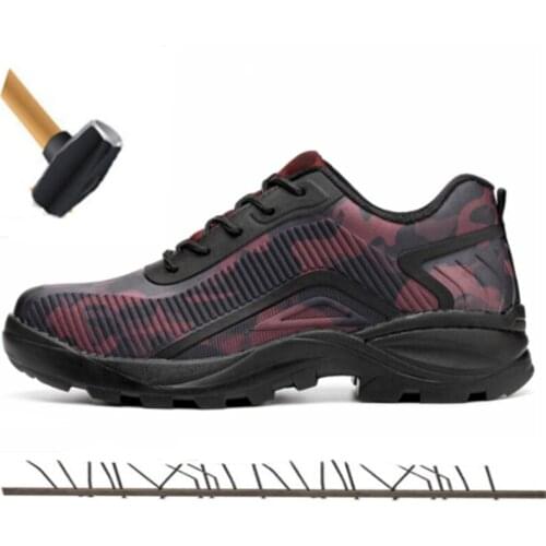 Unisex 35-45 Outdoor Camouflage Mens Boots Breathable Non-slip Steel Toe Cap Work Safety Shoes Trekking Climbing Sneakers Men