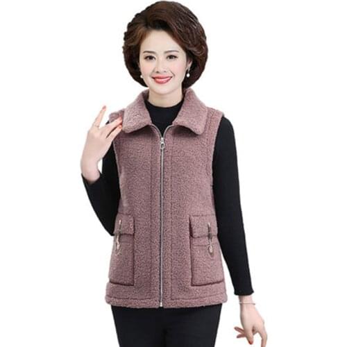 Mother Spring Grain Velvet Vest Women Clothing 2021Middle-Aged Womens Short Coat Vest Vest Waistcoat Fashion Oversize Lady Vest