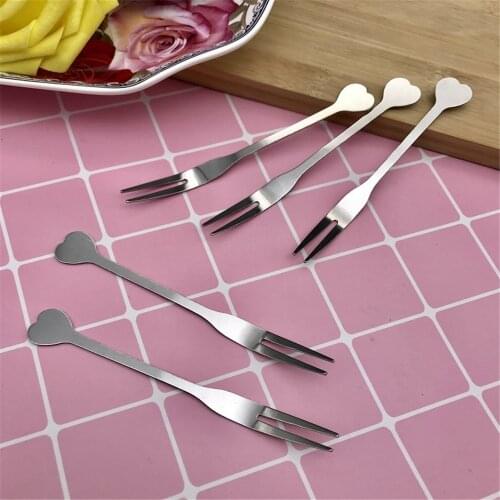 Fruit Fork Luxury Stainless Steel Cake Dessert Fork Mini Fork Salad Flatware Fork Two-tine Fork Table Fork Cutlery Kitchen Tools