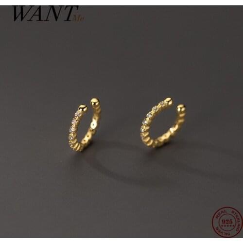 WANTME 925 Sterling Silver Trendy CZ Zircon Romantic No Piercing Ear Cuff Earring for Women Wedding Ear Clip Jewelry Accessories