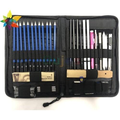 Yover 40 PCS Vertical pencil case Drawing pencil tool set Charcoal painting pencil Automatic pencil Stationery art supplies