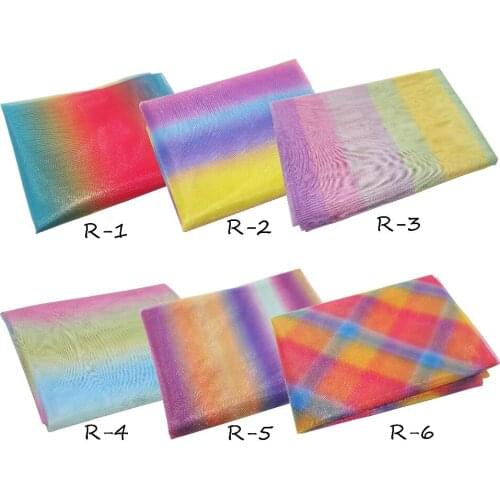 YWCOOL New Design Rainbow Printerd 20D 50D MESH Fabric tutu wedding party decoration 2meter/ lot