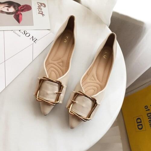 Ladies size 33-43 Patent Leather Slip-ons Red Beige Pointy Toe Light Shoes For Women Promotion Simple Flats Outdoor Cute Shoes