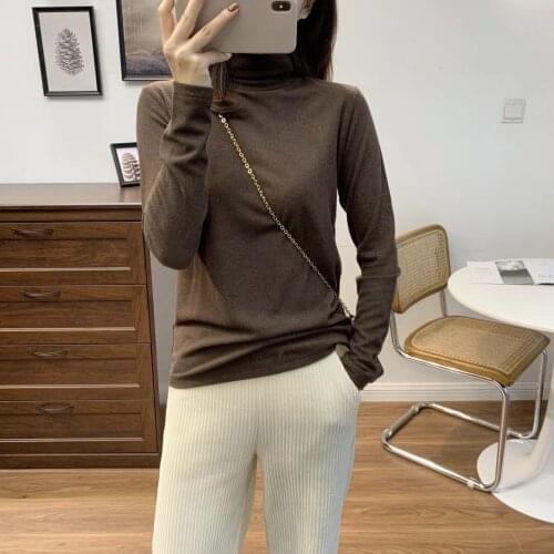Autumn and Winter New Women Sweater Double-sided Brushed Fabric High Neck Warm and Comfortable Bottoming Shirt Pullover Women