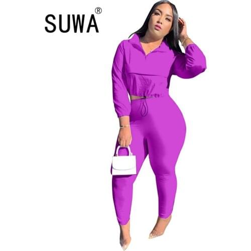 Solid Color Joggers Women Tracksuit Matching Two Piece Outfits Long Sleeve Pullover Sweatshirt Top Trousers Sportswear