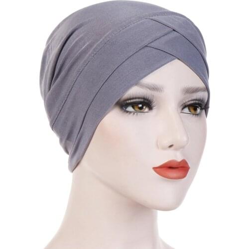 Stretch Cloth Women Turban Forehead Cross Linen Headwrap Cap