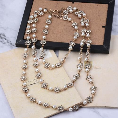 2021 New Hot Multi-layer Simulated Pearls Chain Long Necklace Trendy Vintage Statement Choker Necklace for Women Fashion Jewelry