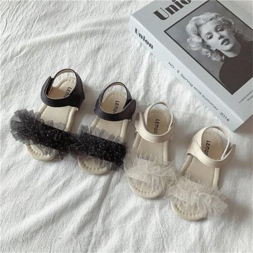 2021 Baby Summer Shoes 1-6 Years Toddler Girls Princess Lace Dress Sandals Kids Beach Sandals Comfortable Soft Sole Shoes 21-30