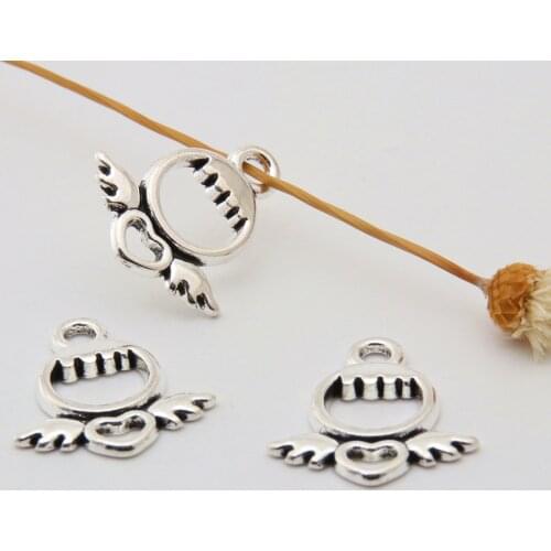 30pcs Silver Color Angel Wing Charms Making Pandora style Necklaces Handmade Jewelry Dropshipping 18X16mm A3358