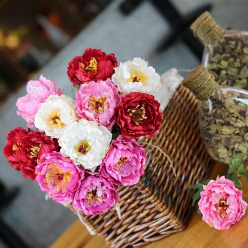 Artificial Flowers Peony Spring Fabrics Fake Floral for DIY Living Room Home Garden Decoration