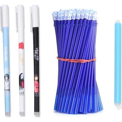 52Pcs/lot 0.5mm Erasable Pen Refill Set Washable Handle Blue Black Red Ink Gel Pen for School Office Writing Supplies Stationery