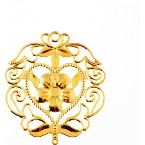 Free shipping 10Pcs Gold Tone Filigree Flower Wraps Connectors Metal Crafts Decoration DIY Findings Connectors 7.6x6.7cm